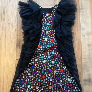 Lola + The Boys Black Garment with Colorful Gems Holiday size 10